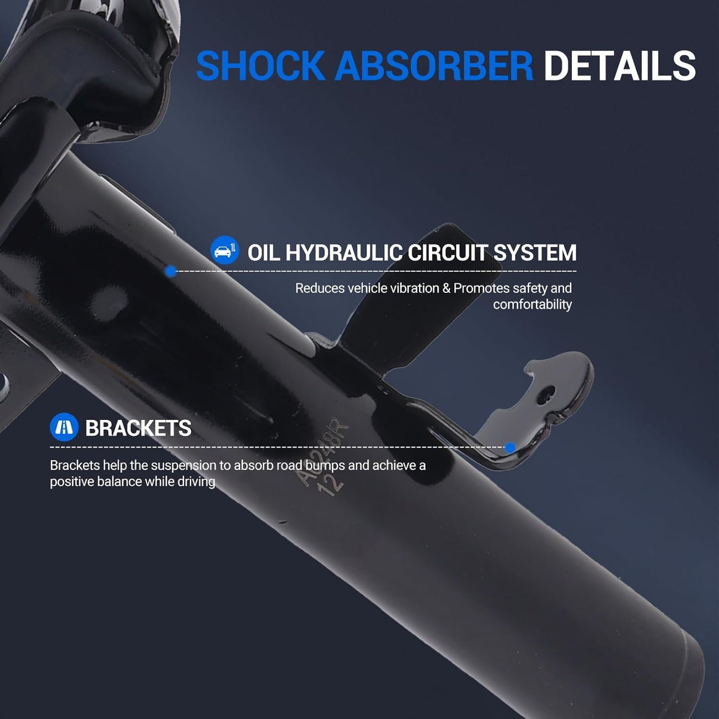 Autoround Front Complete Shock Absorber Compatible with Ford Focus 2012-2013, 172523 172522 Left & Right Struts with Coil Spring Assembly