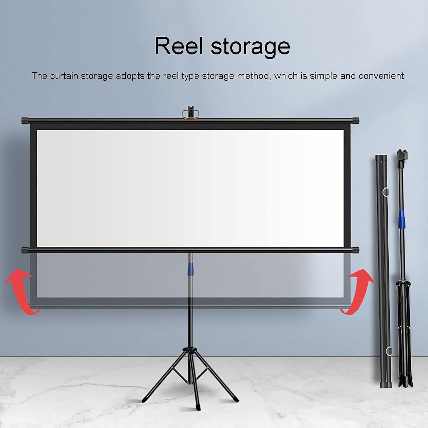 4:3/16:9 HD Projector Screen with Stand, Outdoor Indoor Foldable Projection Movie Screen, Wrinkle-Free Design Projection Screen for Home Theater Presentation Conference (100inch 16:9