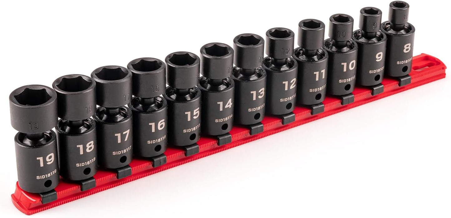 TEKTON 3/8 Inch Drive 6-Point Universal Joint Impact Socket Set with Case, 34-Piece (1/4-1 in., 6-24 mm) | SID97303