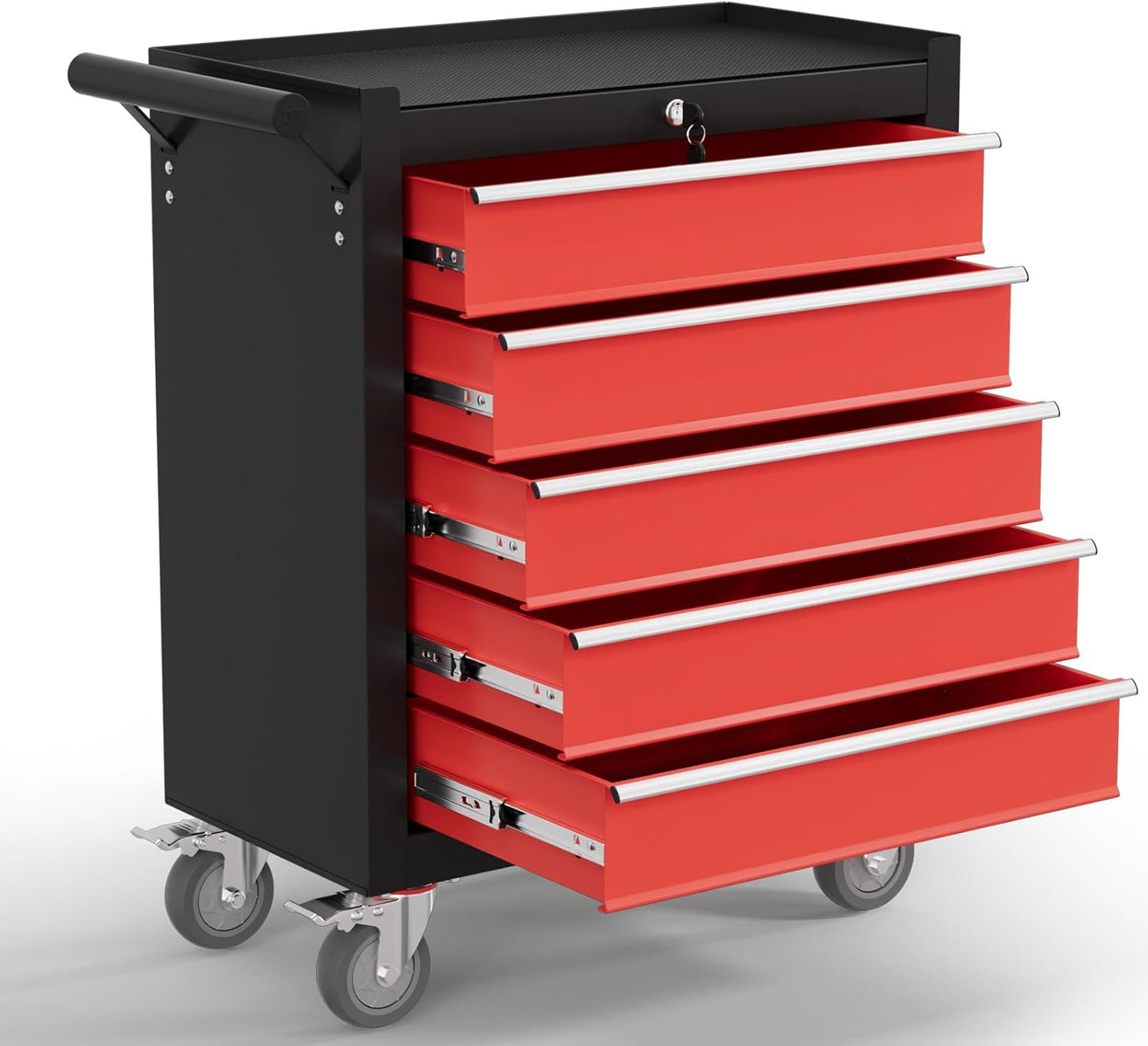5-Drawer Tool Chest,Rolling Tool Cart with Wheels,High Capacity Tool Cabinet with Locking System for Garage, Warehouse, Workshop-Black