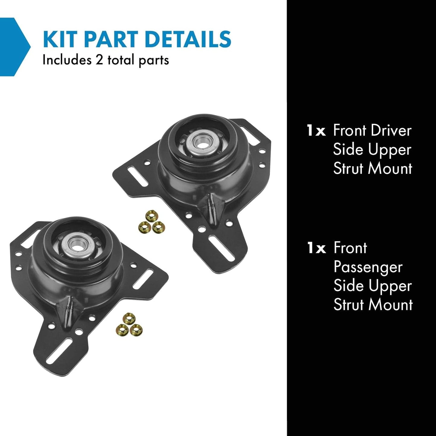 TRQ Front Upper Strut Mount Set Compatible with 1982-1992 Chevrolet Camaro Pontiac Firebird