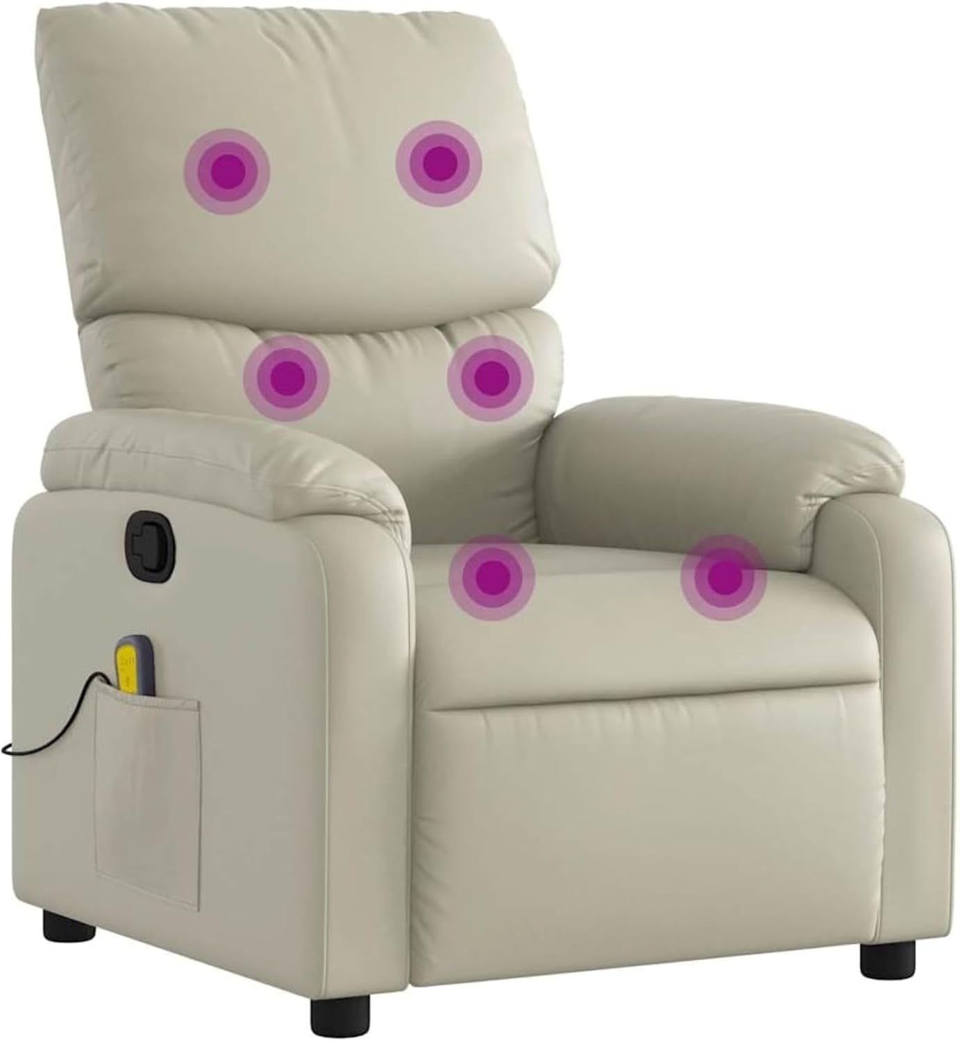 vidaXL Leather Massage Recliner Chair for Living Room, Home Theater, 6-Point Vibration Massage, Adjustable Back & Footrest, Side Pocket, Black