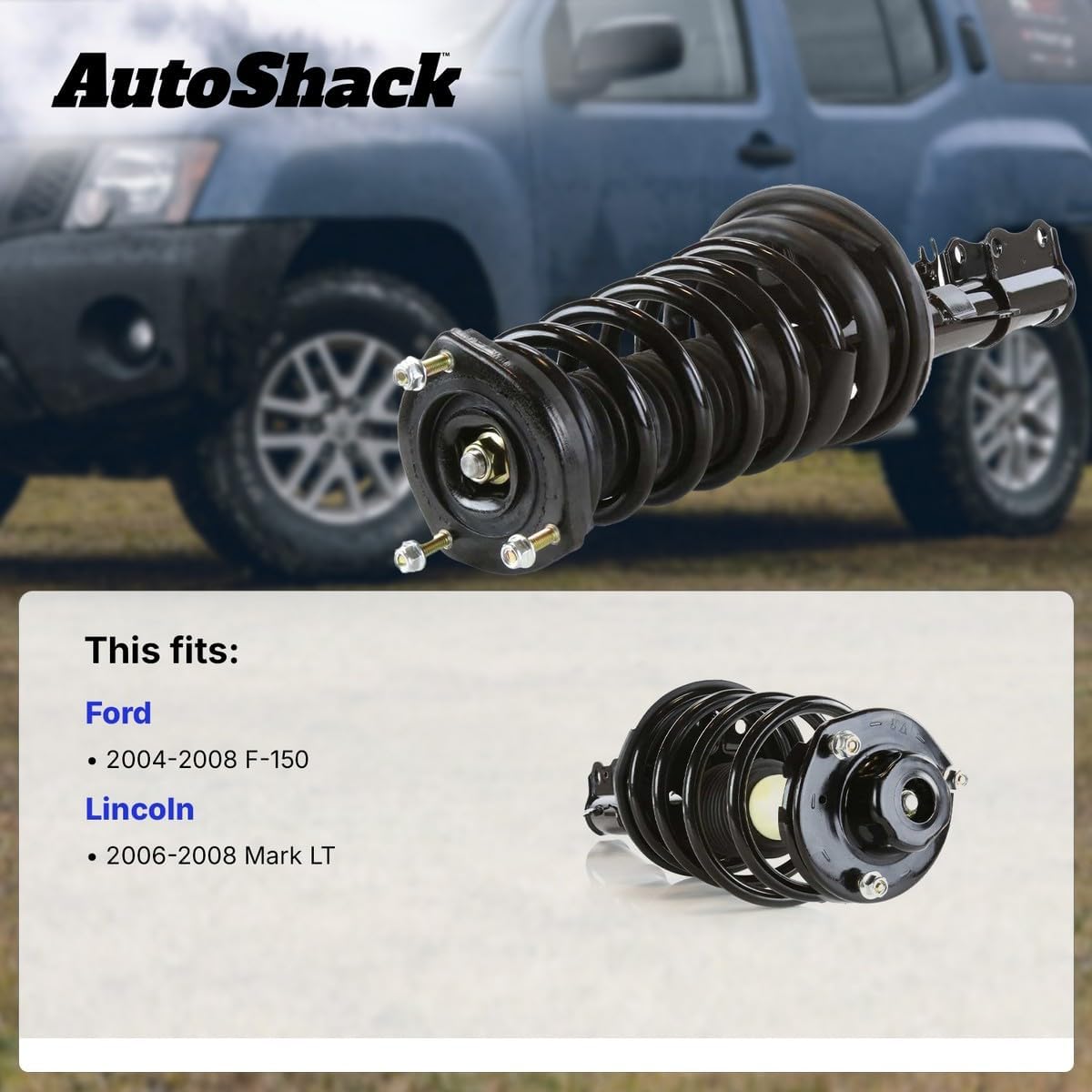 AutoShack Front Complete Strut & Coil Spring Assembly Set for 2004-2008 Ford F-150 2006-2008 Lincoln Mark LT 4.2L 4.6L 5.4L V6 V8 4WD AWD | Driver or Passenger Side Replacement Kit CST100119
