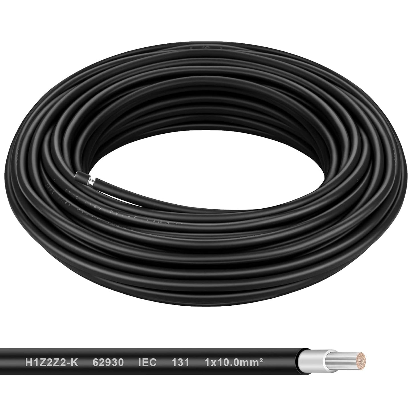 Solar Panel Wire - 200FT Black Tinned Copper Wire, 10AWG (6mm²) PV Wire Solar Extension Cable for Outdoor Automotive RV Boat Marine Solar Panel - Black (10AWG 200FT)