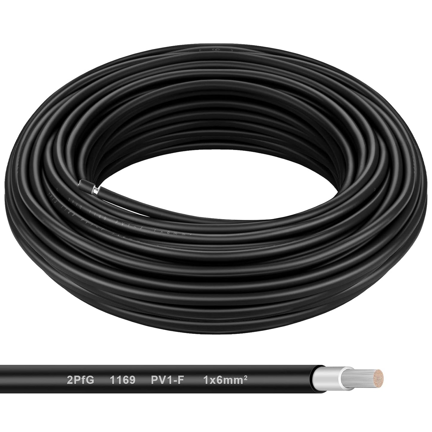 Solar Panel Wire - 200FT Black Tinned Copper Wire, 10AWG (6mm²) PV Wire Solar Extension Cable for Outdoor Automotive RV Boat Marine Solar Panel - Black (10AWG 200FT)