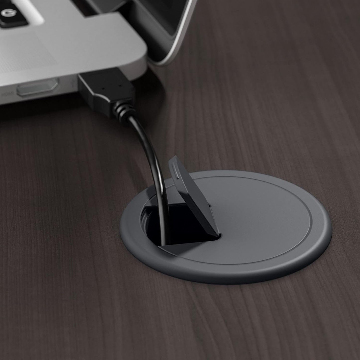 Bush Furniture Cabot 60W Office Desks for Home Office with Storage and Chrome Hardware Elegant Computer Table with Drawers, Heather Gray