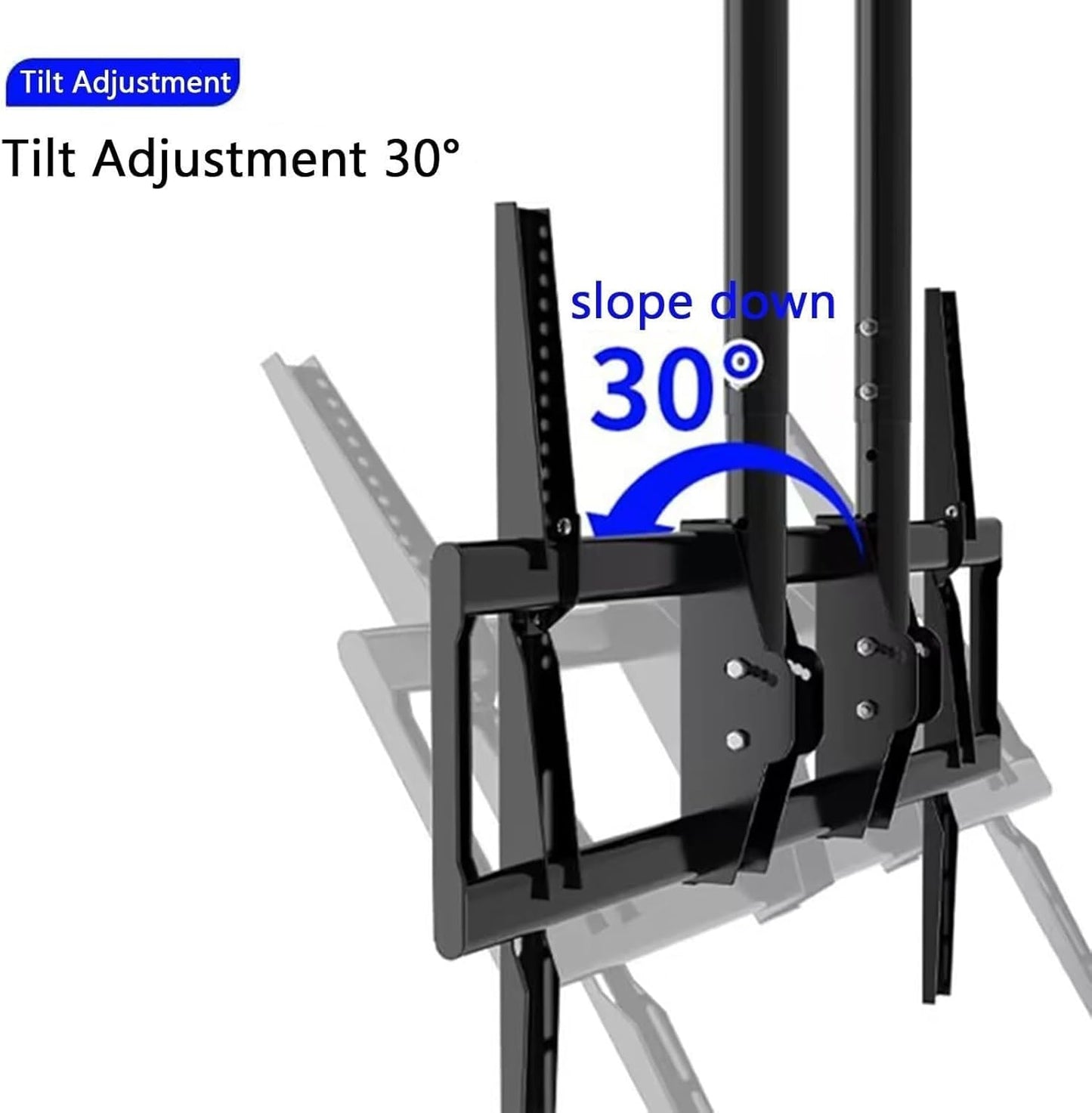 Adjustable Tilt TV Ceiling Mount, Height Adjustable Double Pole TV Mount, 0-30° Tilt(60 cm)