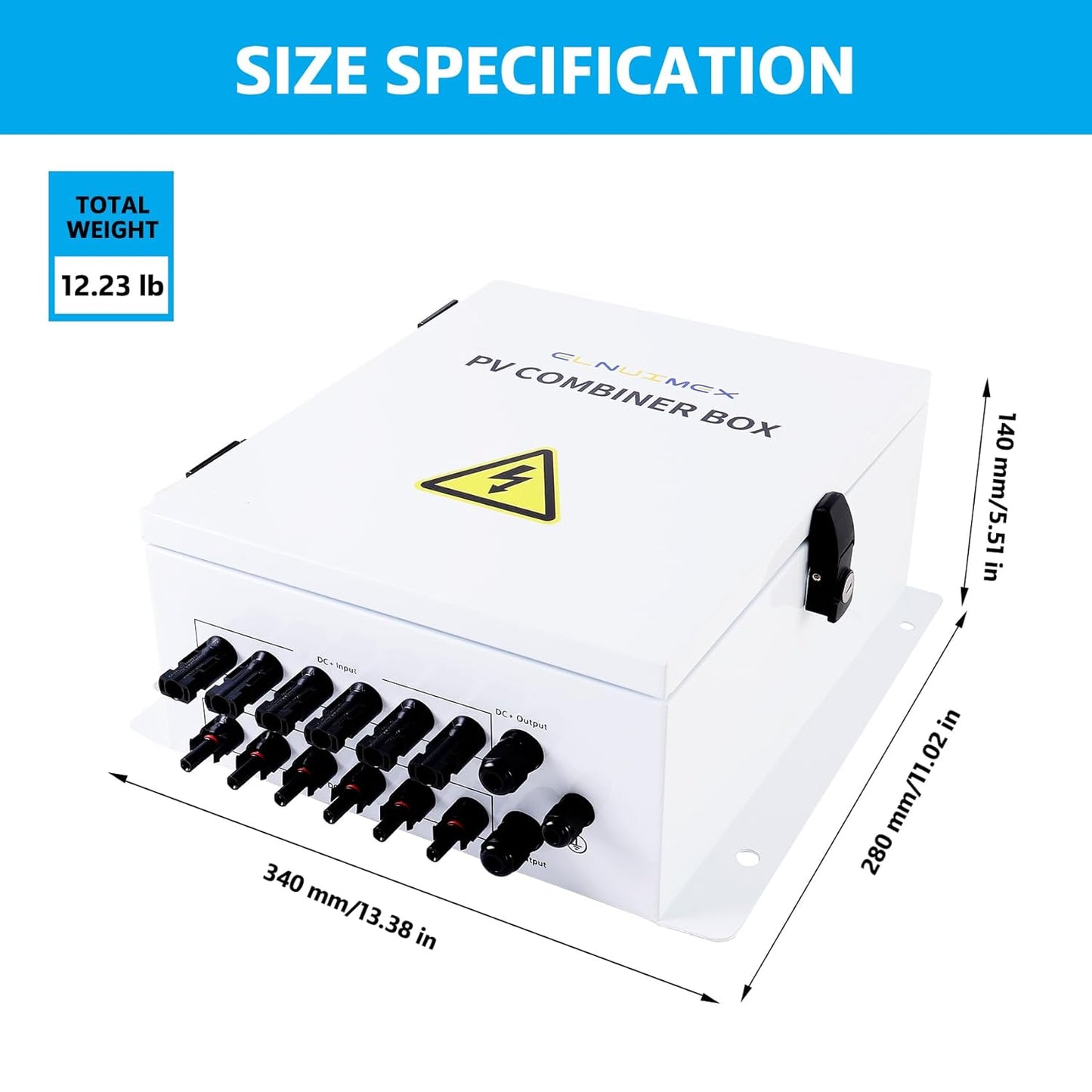 6 String Metal Solar Combiner Box, PV Combiner Box with 20A Rated Current Fuse, Surge Protective Device & 63A Air Circuit Breaker (6 String) (6 String)