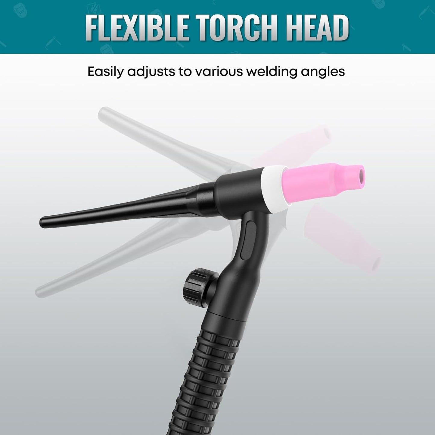 TIG Welding Torch, 13FT WP-17FV Argon Air Cooled Lift TIG Torch Flexible Tig Torch Head with Gas Valve Adjustment. (TIG17FV Flexible)