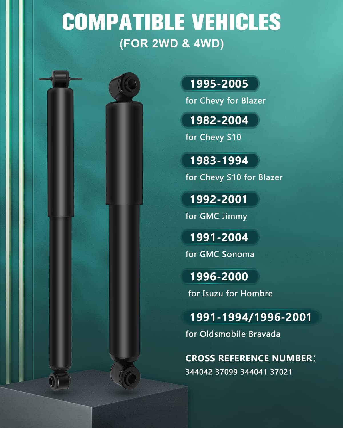 AUTOMUTO Shocks Absorber Front Rear Fits 1995-2005 for Blazer,1991-04 C-hevy S10/for GMC Sonoma,92-01 for GMC Jimmy,for Isuzu Hombre,for Oldsmobile 4WD (4 Wheel Drive) 344042 Struts