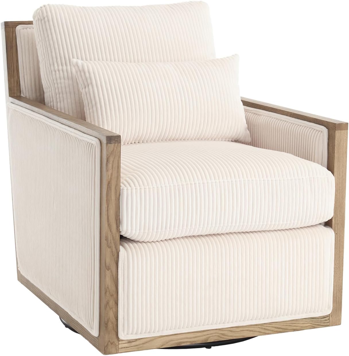 SZLIZCCC 360 Degree Swivel Barrel Chair, Round Accent Chair, Living Room Swivel Accent Sofa Chair, Club Lounge Armchair for Living Room Bedroom Office (Beige Corduroy)