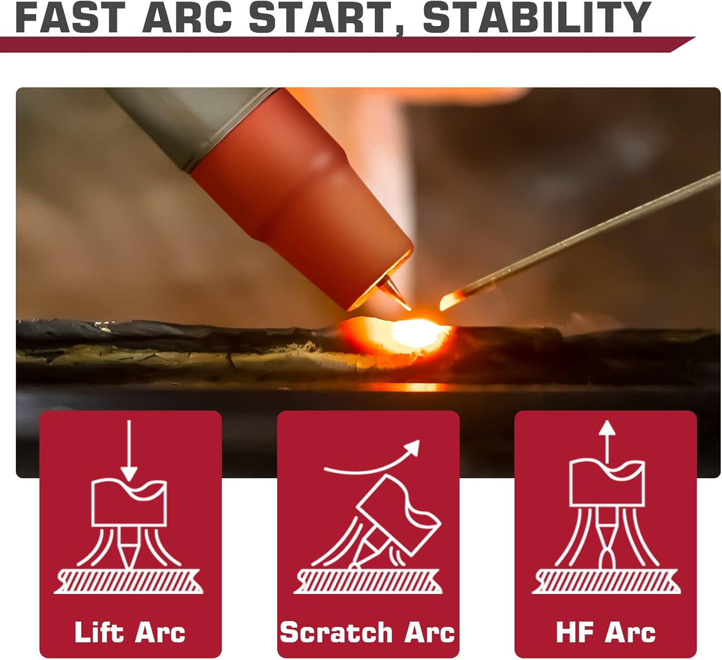 ARCCAPTAIN TIG Welding Gun, WP-17V Argon TIG Torch with 13FT Red Air Hose and 10-25mm Connector, Lift Tig Torch 150amp with 13FT Cable for ARCCAPTAIN ARC160, MIG130, MIG160, ARC165 Pro and MIG145 Pro