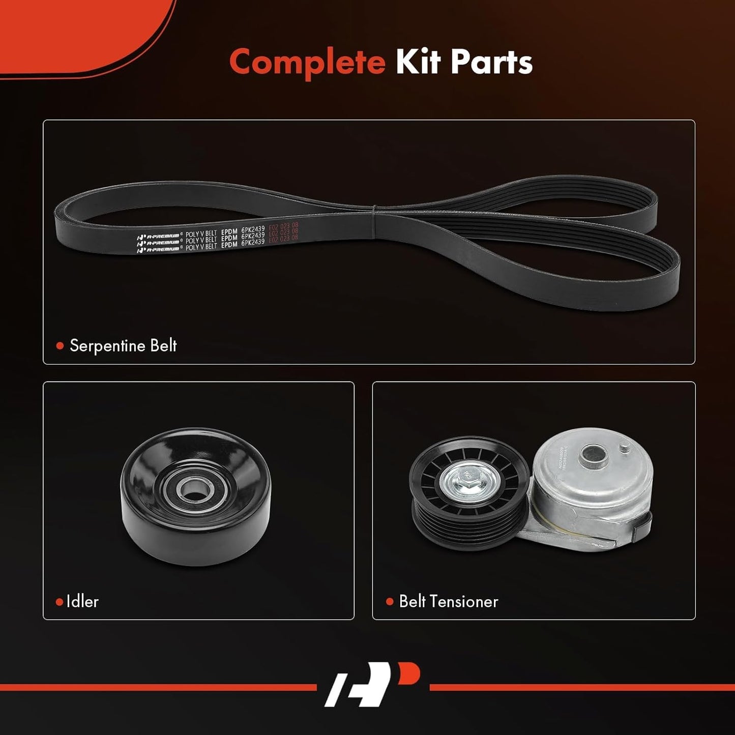 A-Premium Engine Serpentine Belt Drive Kit with Tensioner & Idler Compatible with Chevrolet, GMC, Isuzu, Oldsmobile & Workhorse Cars - C1500 2500 3500, Tahoe, Savana, Express & More, 4.3L 5.0L 5.7L