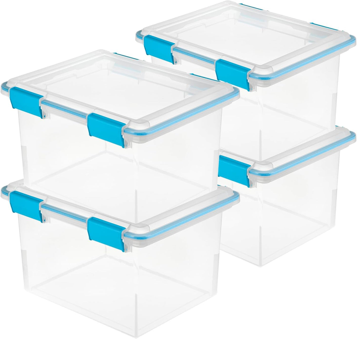 Sterilite 12-Pack Gasket Box, Weather-Resistant Storage Bins with Latching Lids, 54 Quart - Heavy-Duty Organizing Containers for Closet, Bathroom, and Office