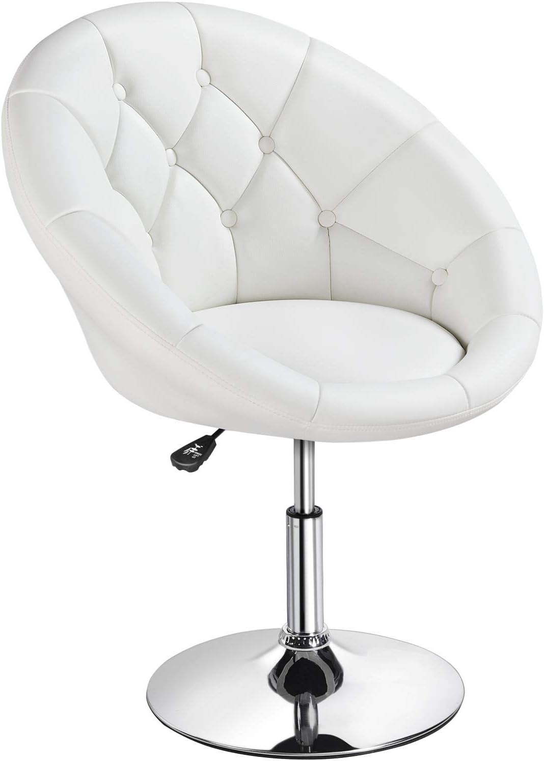 Adjustable Armchair Cozy Velvet Vanity Chair with 360 Degree Swive Large Base Barstool Living Room Tub Chair Accent Chair for Dressing Room Bedroom Lounge, Grey