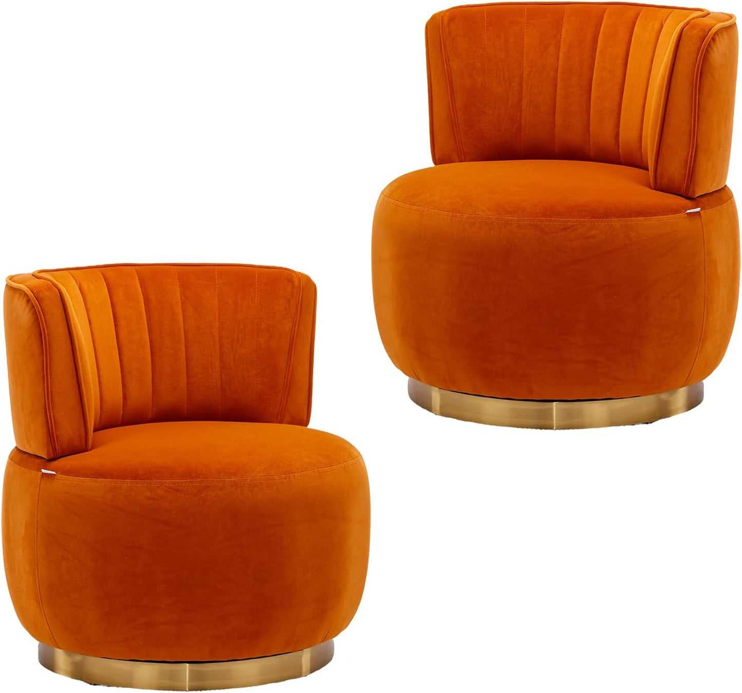 Velvet Swivel Barrel Chairs Set of 2, Upholstered 360-Degree Swivel Accent Armchair, Modern Comfy Round Leisure Sofa Chair for Small Living Room, Bedroom, Nursery Room, Lounge, Office, Olive