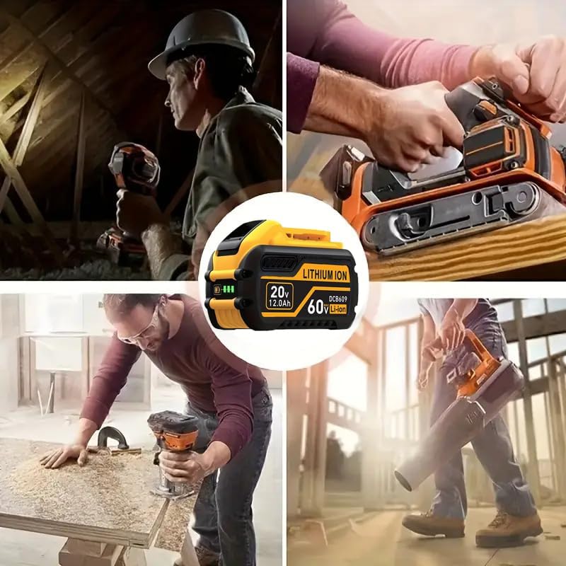 3Pack 12.0AH DCB609 60V/20V Replace for DEWALT Battery Compatible with De-Walt 20V/60V Power Tools for De-Walt 20V/60V 12.0AH Battery DCB609 DCB606 DCB612
