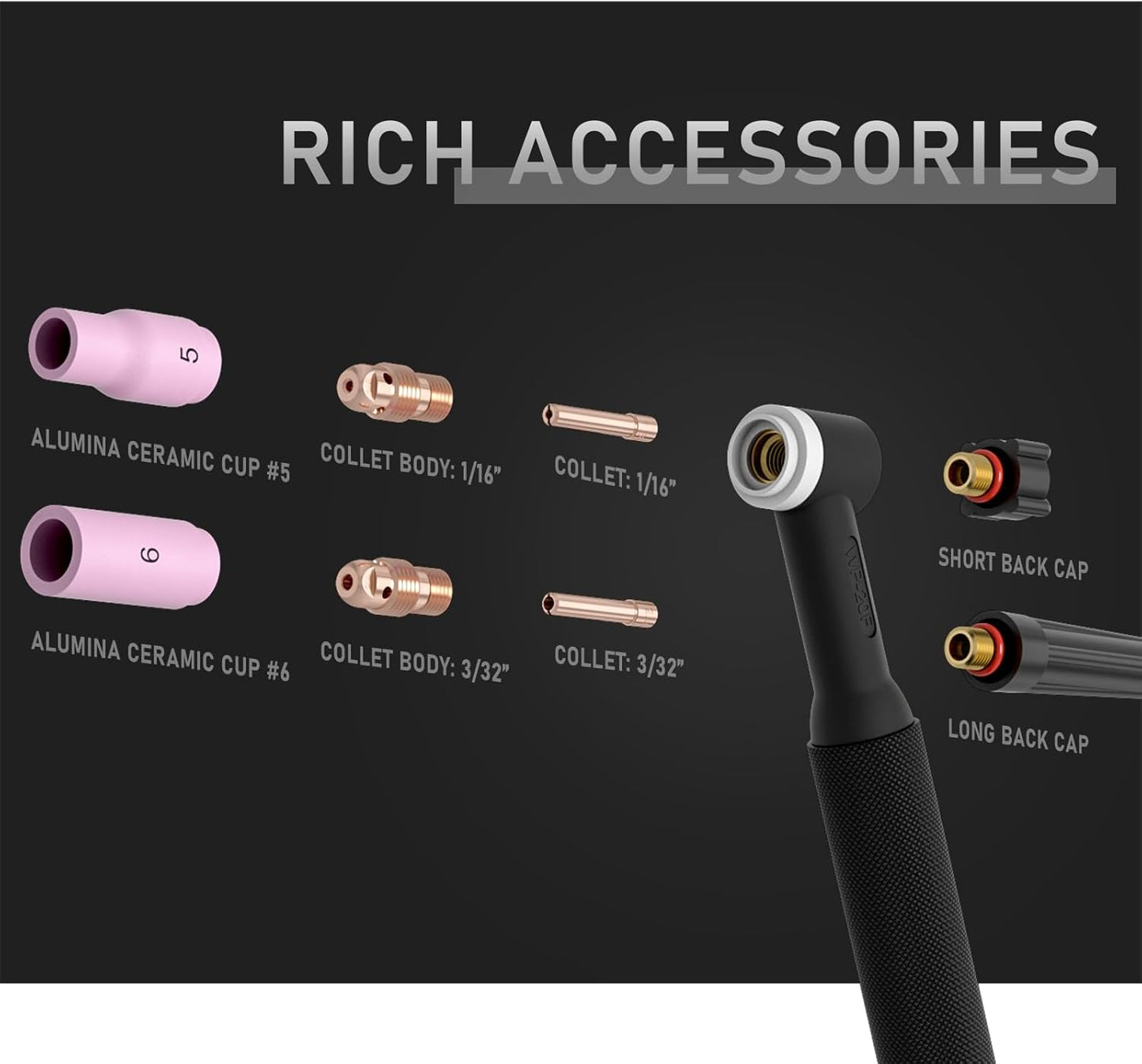 YESWELDER TIG Welding Torch WP-20F Flexible Head Water-Cooled 250Amp Welding Torch 25ft Cable