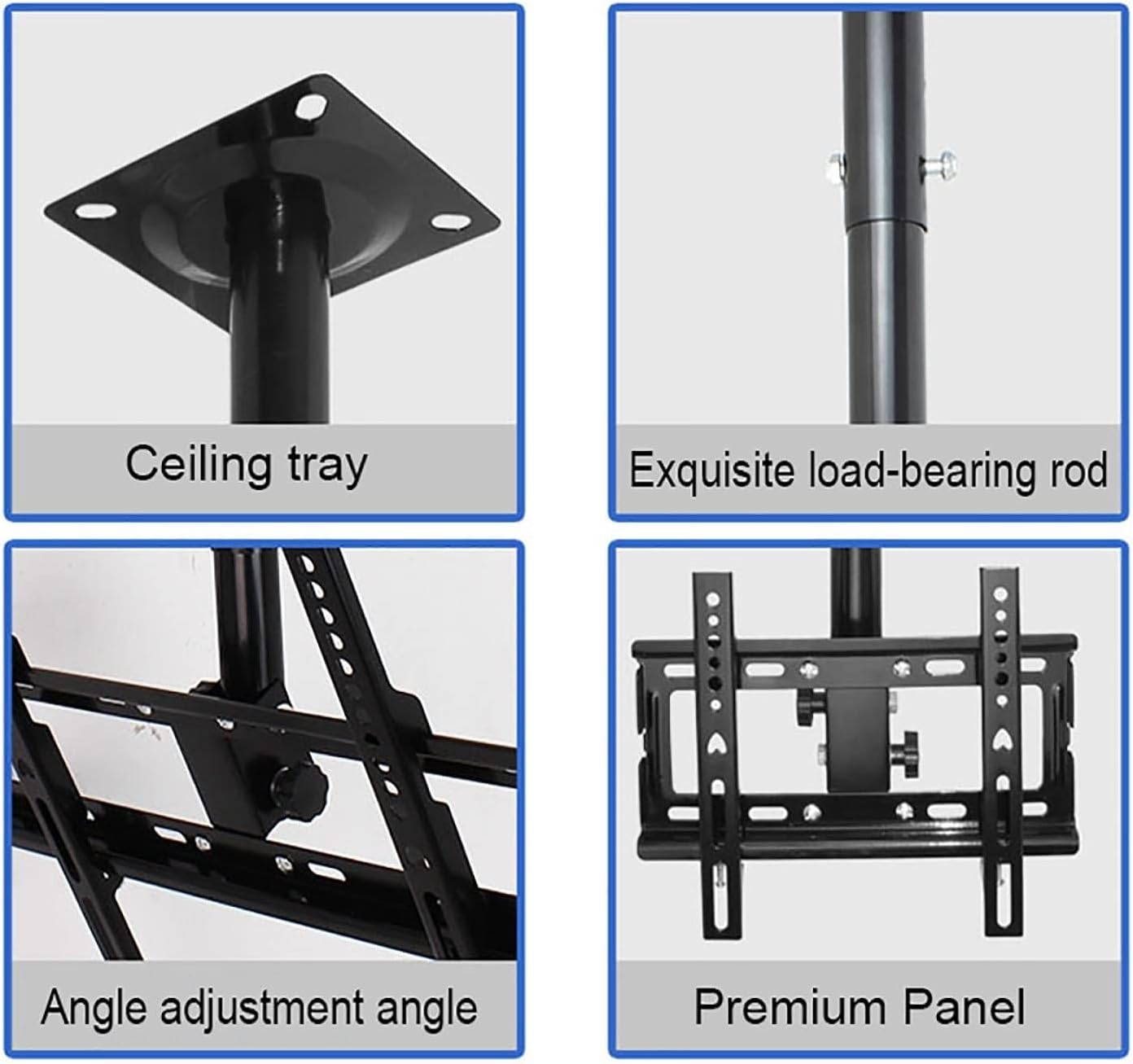 Adjustable Ceiling TV Mount Bracket for 32-55 Inch TVs - Heavy-Duty Wall & Ceiling Mount Supports Up to 50kg VESA 400x400mm Stylish White & Black Design Ideal for Home & Office