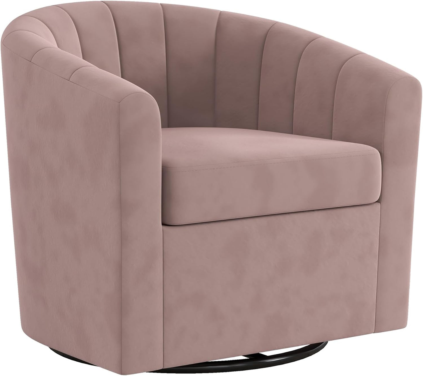 Bonzy Home Swivel Barrel Chair, Modern Velvet Swivel Accent Chair with Channel Tufting, Soft Upholstered Armchair for Living Room Bedroom Office (White, 2 Pack)