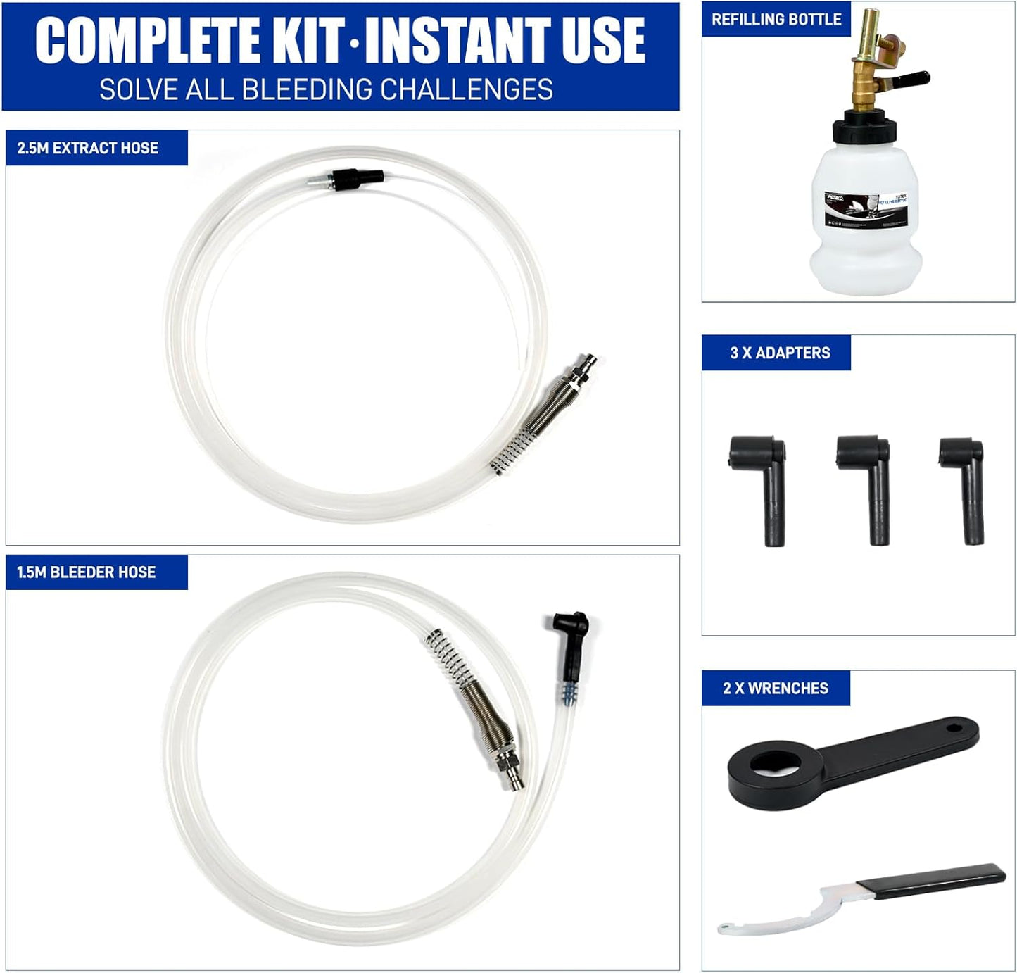4L Vacuum Brake Bleeder Kit, Pneumatic Fluid Extractor Pump One Person, Oil Changer Vacuum Fluid Extractor for Automotive Fluids Vacuum Evacuation