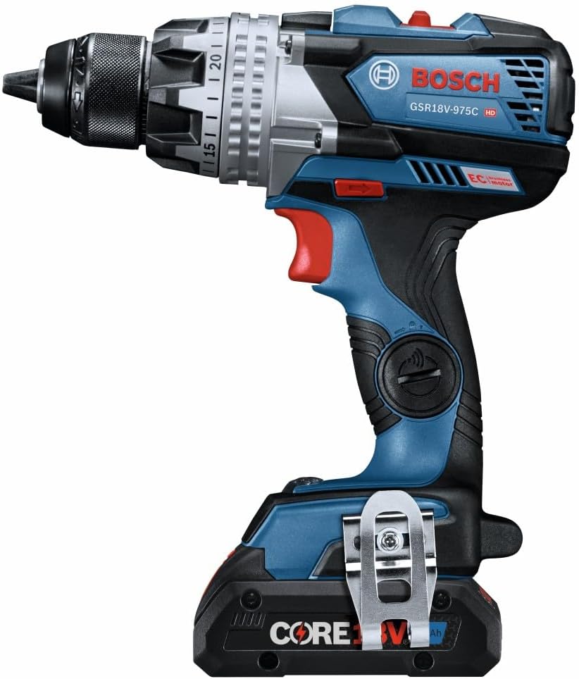 BOSCH GSR18V-975CB25 18V Brushless Connected-Ready 1/2 In. Drill/Driver Kit with (2) CORE18V 4 Ah Advanced Power Batteries