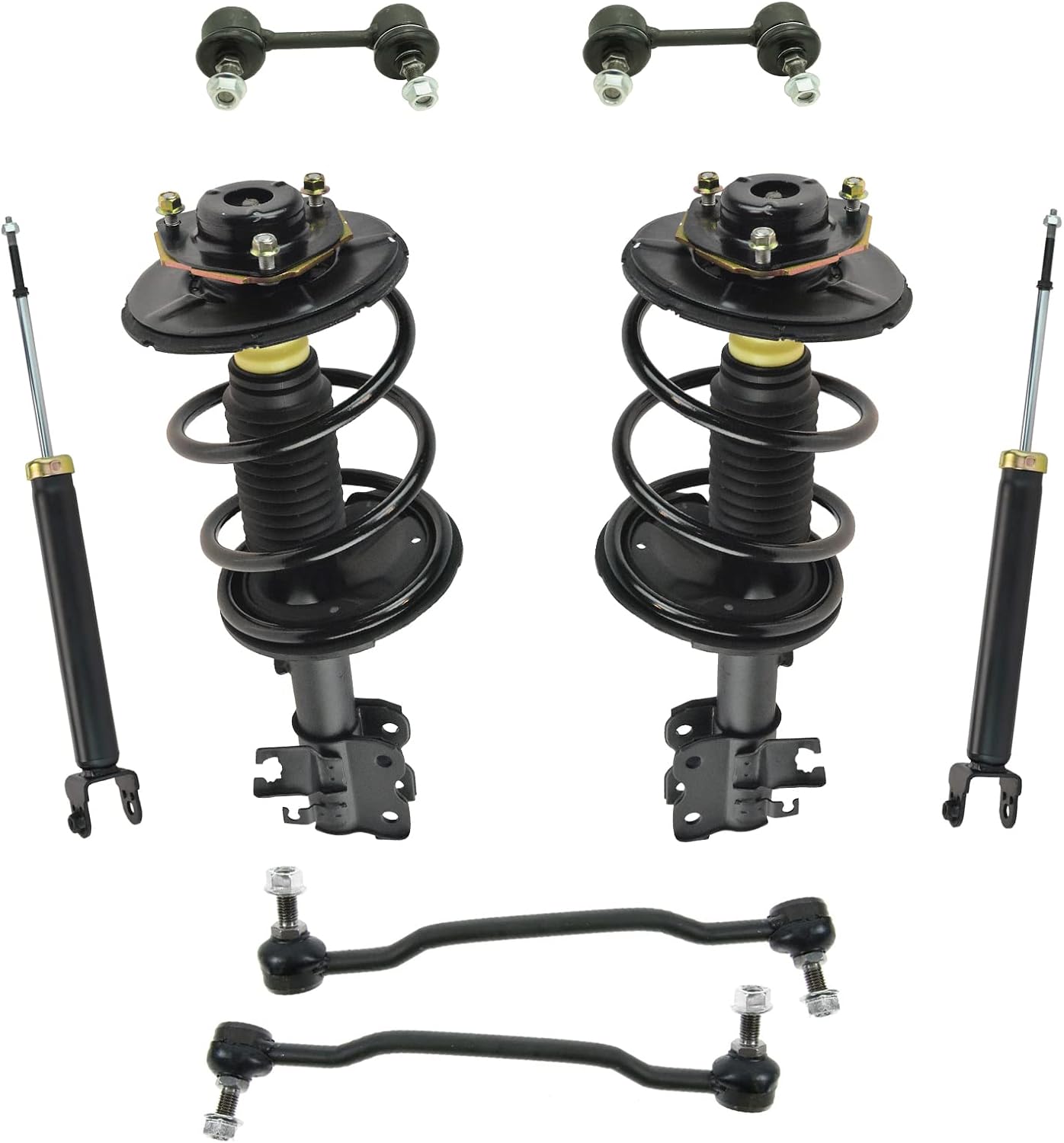TRQ Front and Rear Suspension Kit Complete Strut & Coil Spring Assembly Shock Absorber Sway Bar Stabilizer Link Compatible with 06-13 BMW