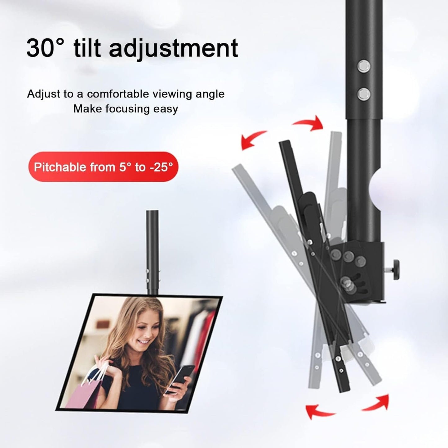 Adjustable Ceiling TV Mount Bracket, Full Motion 360 Deg Rotation Tilt Swivel TV Mount, Tilt and Rotatable TV Stand, Fits 39-85inch TVs, Max 600x400mm, with Loading 176 L