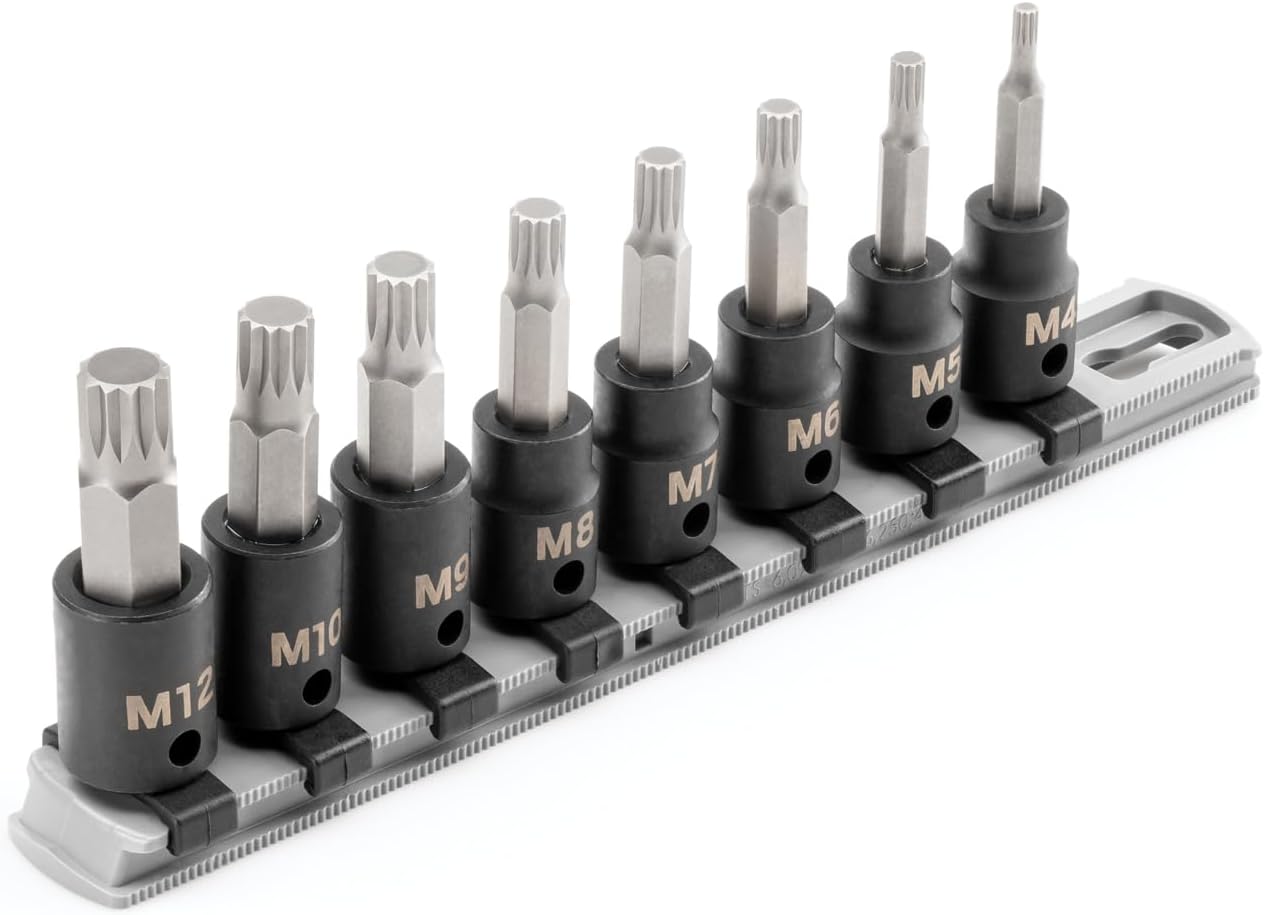 TEKTON 3/8 Inch Drive Hex Impact Bit Socket Set with Rail, 13-Piece (4-14 mm) | SIB91102