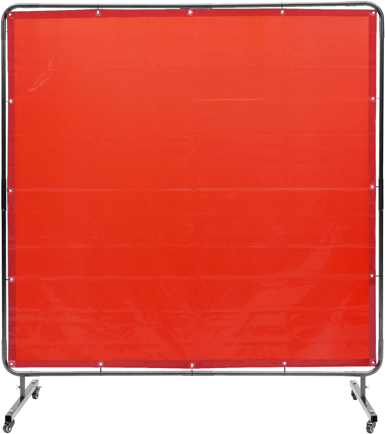 VEVOR Welding Screen with Frame, 6' x 6' Welding Curtain Screen, Flame-Resistant Vinyl Welding Protection Screen on 4 Swivel Wheels (2 Lockable), Moveable & Professional for Workshop/Industrial, Green