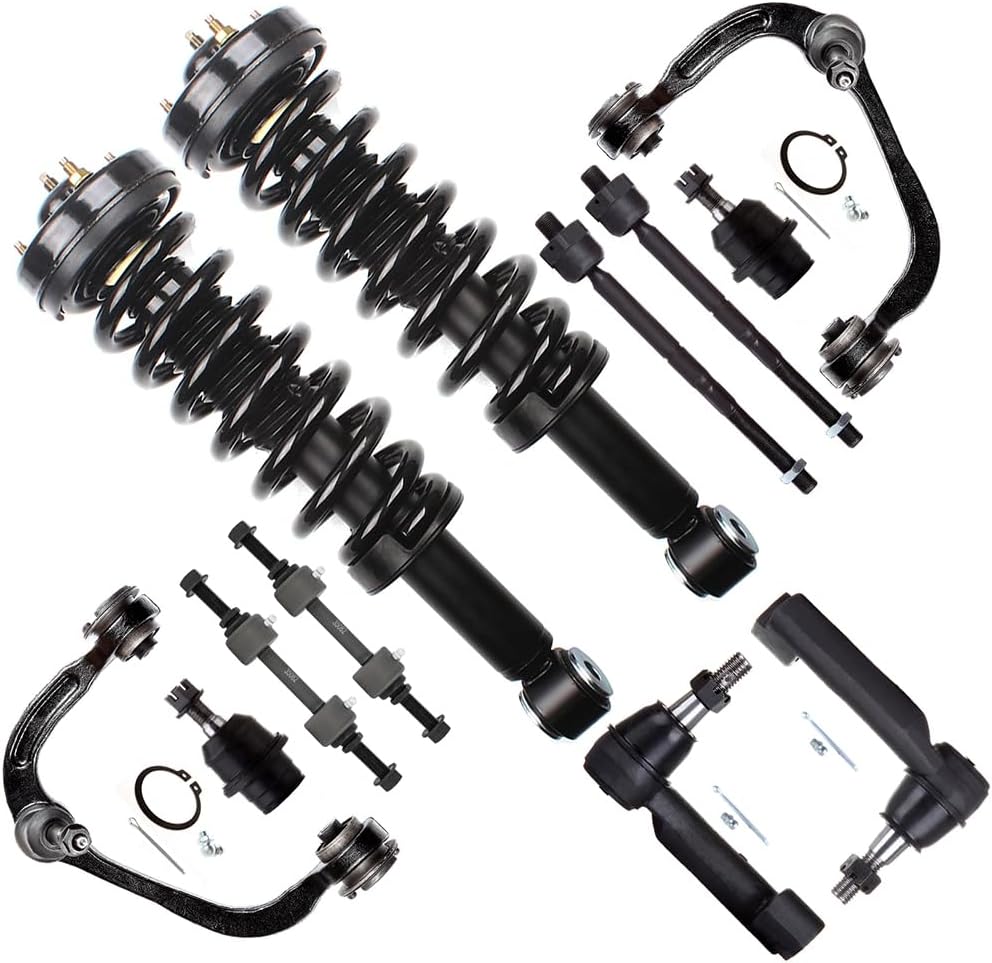 Struts Shock suspension kit for 2009 2010 2011 2012 2013 for ford for F-150 Front Complete Struts Assembly Control Arm and Ball Joint Assembly Ball Joint Stabilizer Bar Link Kit Tie Rod 12 Pcs