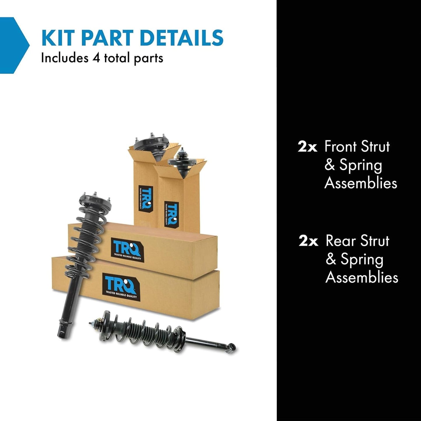 TRQ Front and Rear Strut & Coil Spring Assembly Set Driver & Passenger Sides Compatible with 04-08 Acura TL