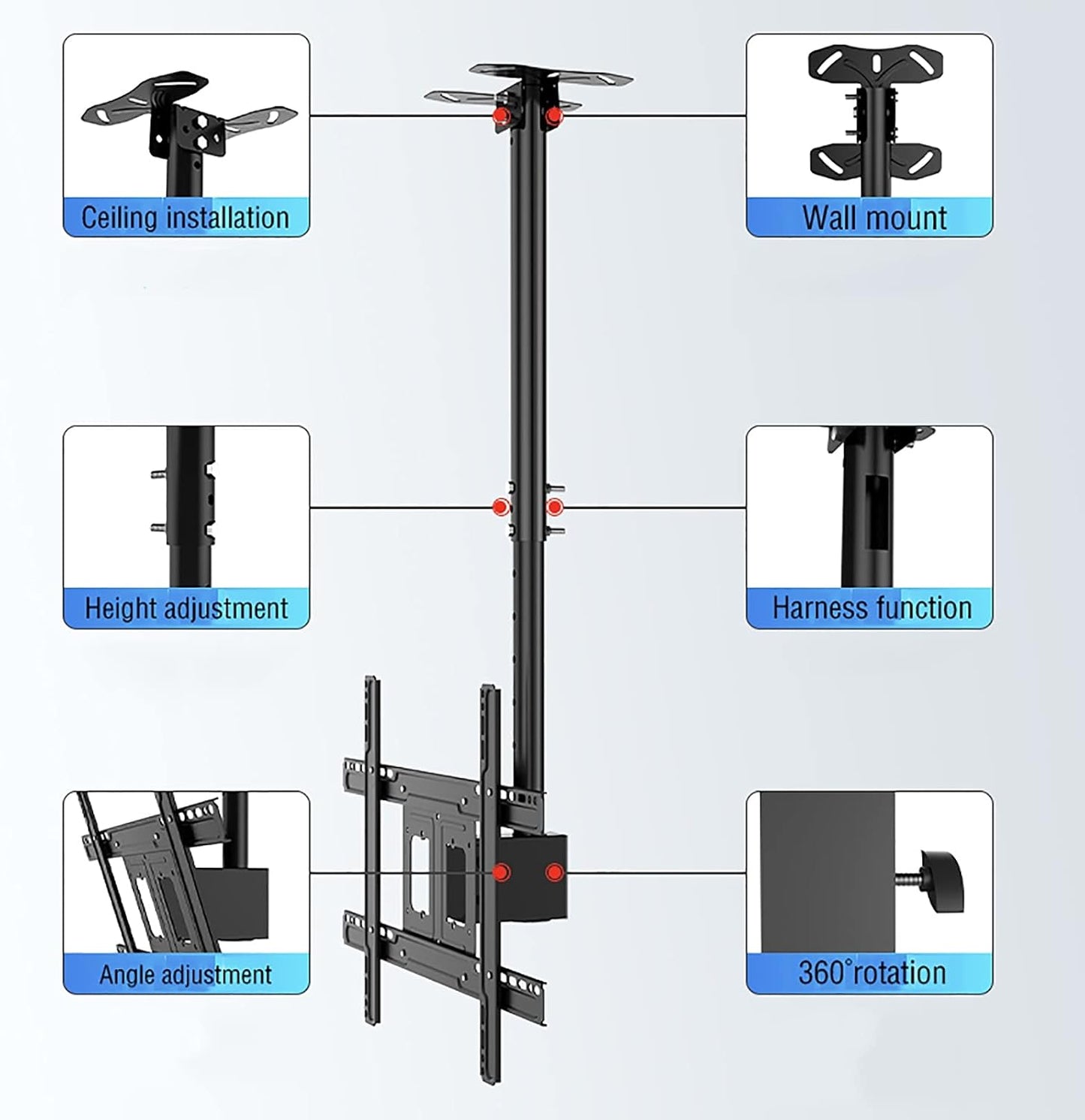 TV Stand,tv Wall Mount Tilt and Swivel TV Ceiling Mount, 30° Flip Down Adjustable TV Bracket, Fits Moat 32-65 Inch TVs, Wall and Ceiling Two Mounting (4m)