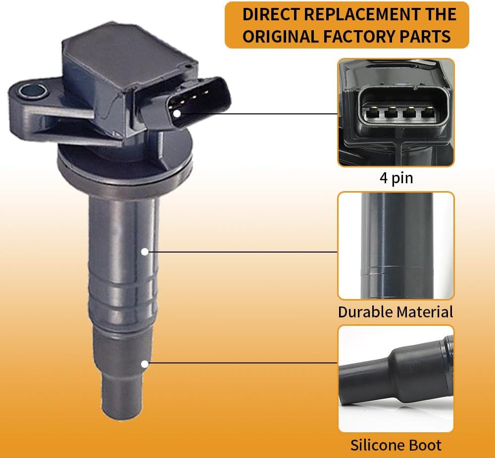 Set of 4 UF247 Ignition Coil & 4503 Iridium Spark Plug Compatible with 2000-2008 Toyota Corolla Chevrolet Prizm Pontiac Vibe Celica MR2 Matrix C1249 9091902239 5C1074 1.8 L4