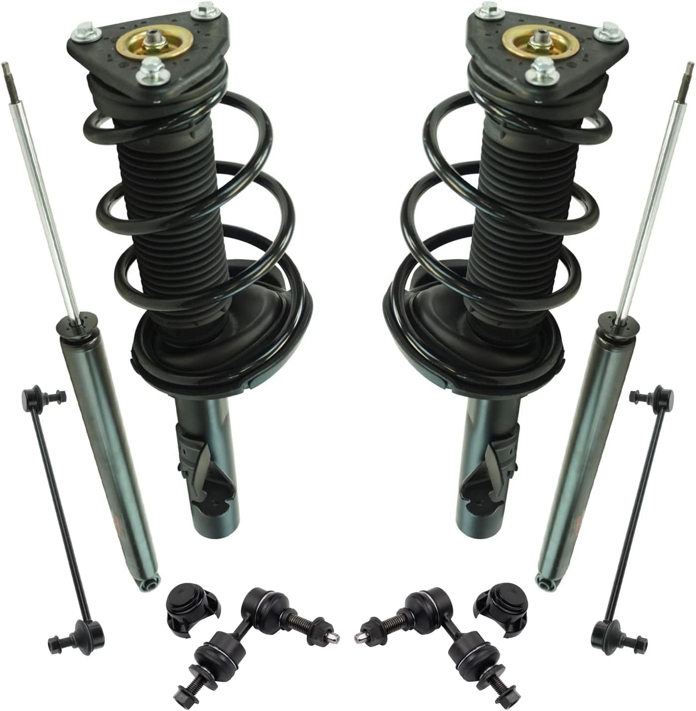 TRQ Front and Rear Suspension Kit Complete Strut & Coil Spring Assembly Shock Absorber Sway Bar Stabilizer Link Compatible with 06-13 BMW