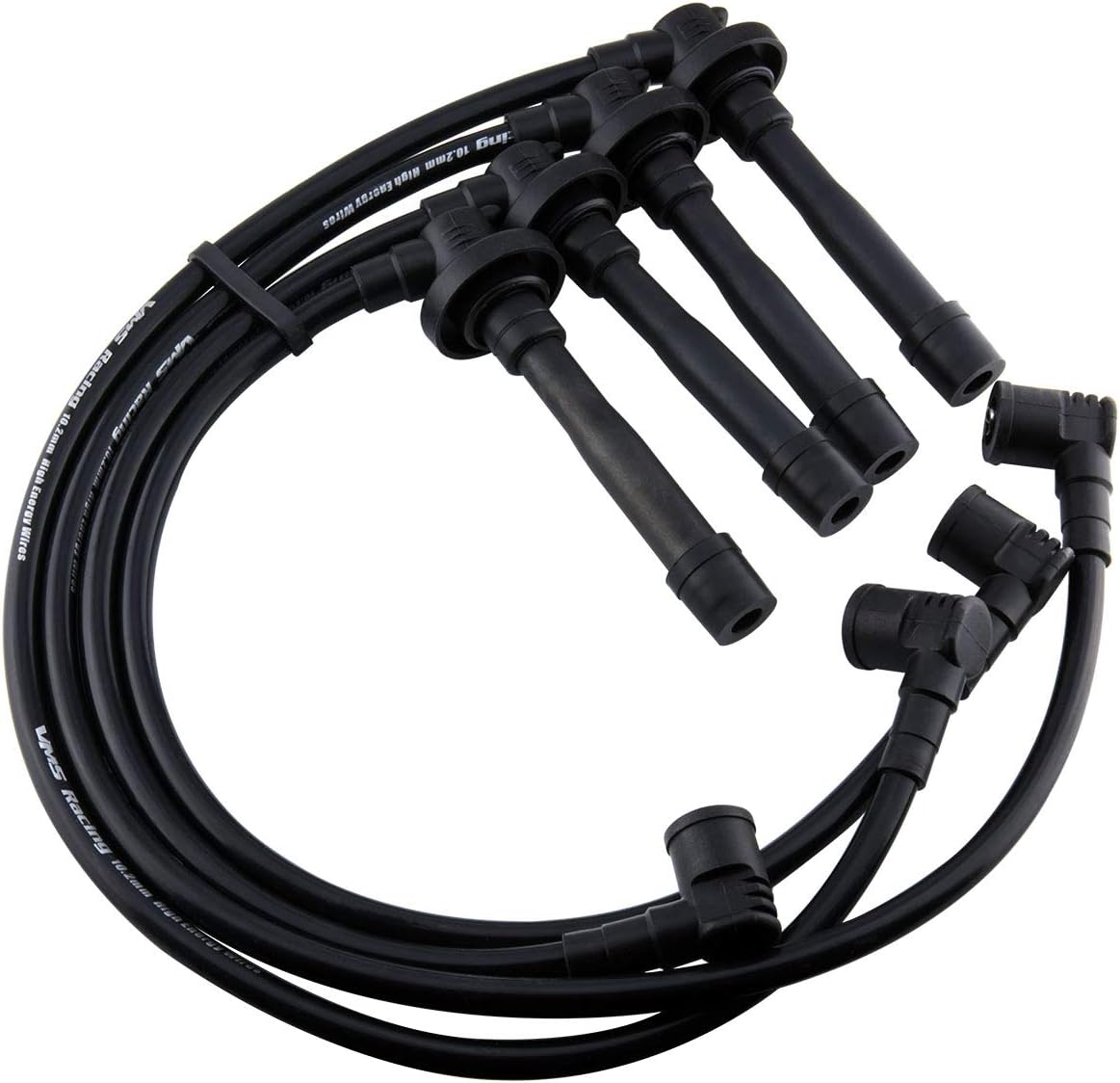 VMS RACING 10.2mm High Performance Engine Ignition Spark Plug Wires Wire Set in Black Compatible with Honda Acura Integra B18 B18b Db7 Db8 Dc2 Dc3 Dc4 Sir 2 GSR Itr Type R Dohc VTEC Non-VTEC 94-01