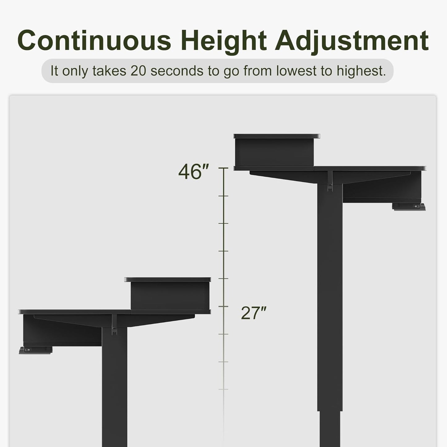 BANTI Height Adjustable Electric Standing Desk with 4 Drawers, 48 x 24 Inch Table with Storage Shelf, Sit Stand Desk, Black Top