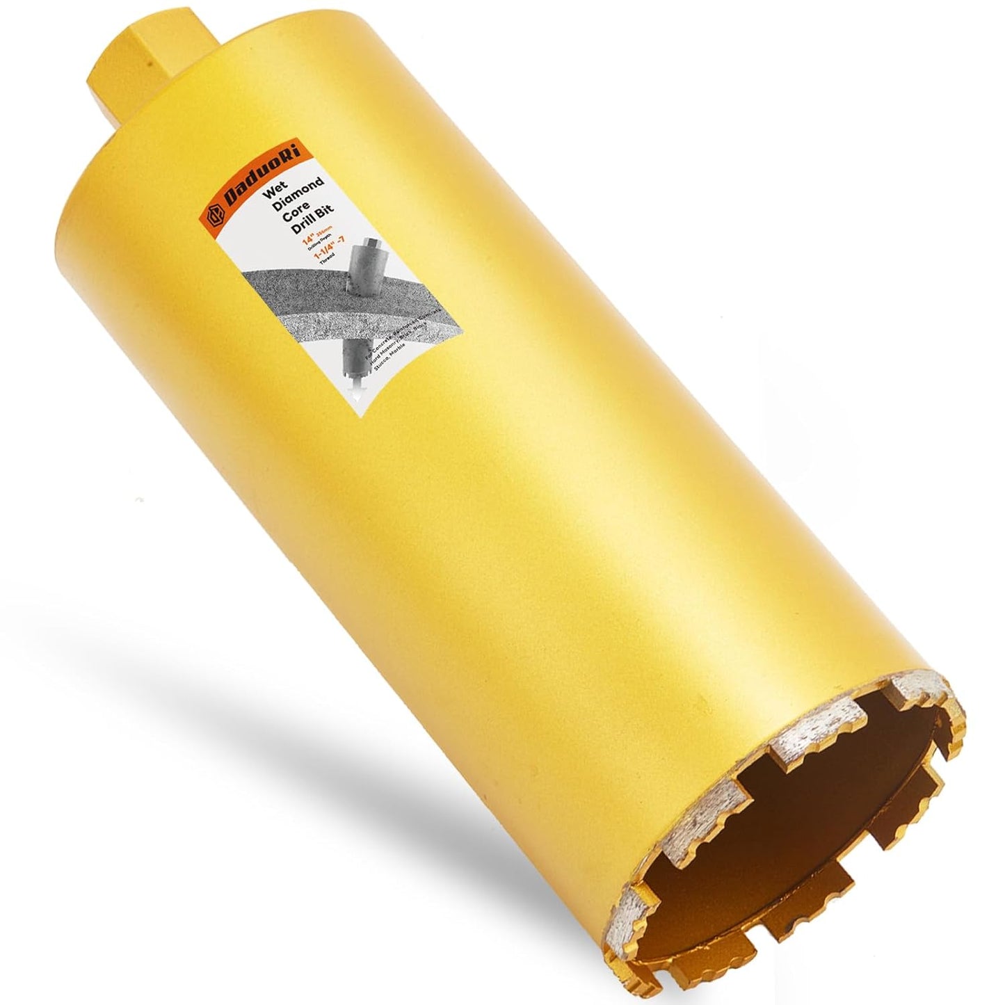 8 Inch Wet Core Drill Bit, 8" Core Bits for Concrete, 1-1/4"-7 Thread, 14" Drilling Depth Diamond Core Drill for Concrete with Rebar, Masonry, Brick Block,Cement, Stucco, Stone (203mm)