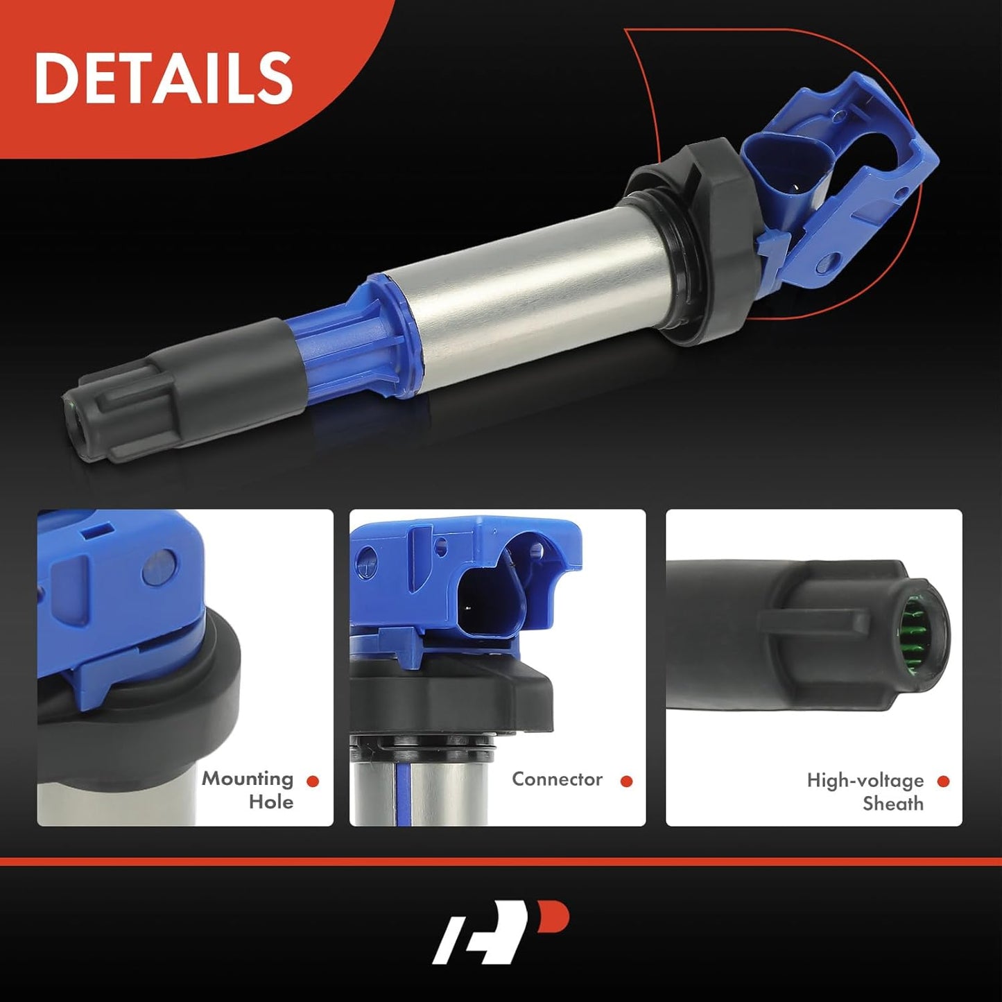 A-Premium (Blue) Engine Ignition Coil Pack Compatible with BMW 228i, 320i, F30, 328i, 428i, 528i, 545i, 550i, 645Ci, 650i, 745i, 750i, 760i, M6, M760i, X1, X2, X3 & Mini Cooper & Rolls-Royce, 4-PC Set