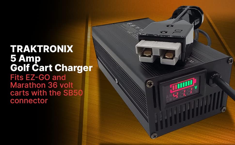 36V EZGO Marathon Golf Cart Battery Charger with SB50 Connector and Digital Display