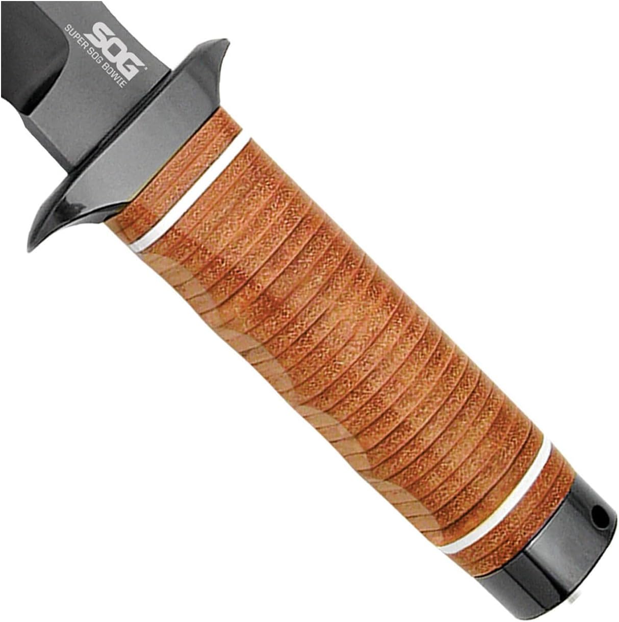 SOG Super Sog Bowie 7-1/2-inch Fixed Blade Professional Tactical Knife, Sculpted Cross Guard, Classic Handle Construction