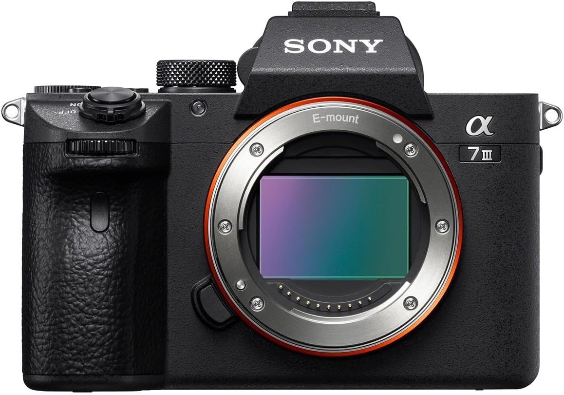 Sony Alpha a7 III Mirrorless Camera, Black, Bundle with 128GB Memory Card, Backpack, Tripod/Monopod, Extra Battery, Charger Kit, Flash, Microphone, OTG Card Reader, PC & Mac Software Kit