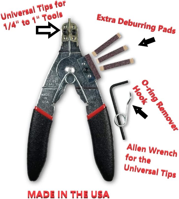 Snap Ring Tool Kit with clips and o-rings, snap ring pliers and the All-New Patented ClipKey. The only Installation Tool that works with 1/4", 3/8" & 1/2" Snap Rings.
