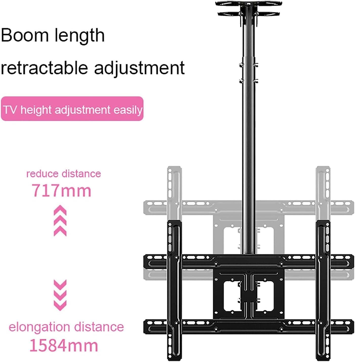 TV Stand/Base Tabletop with Bracket, Ceiling and Wall TV Mount for 32-70 Inch TVs Max 68.2kg VESA 600x400mm Black Swivel Tilt