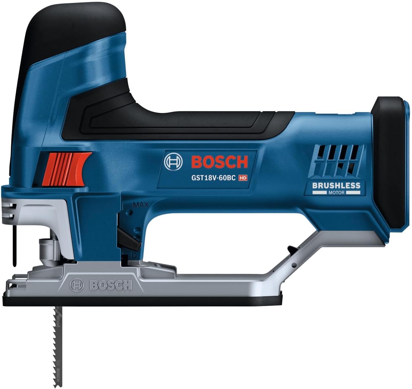 BOSCH GST18V-60BCN 18V Brushless Connected Barrel-Grip Jig Saw, 3,800 SPM, LED Light, Tool-free Blade Change (Bare Tool)