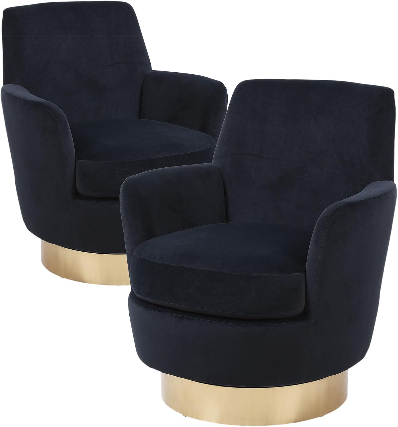 360° Swivel Barrel Chair Set of 2, 28.3" W Comfy Velvet Swivel Accent Chairs, Modern Round Single Accent Chair with Gold Metal Base for Living Room, Bedroom, Office (Beige*2)