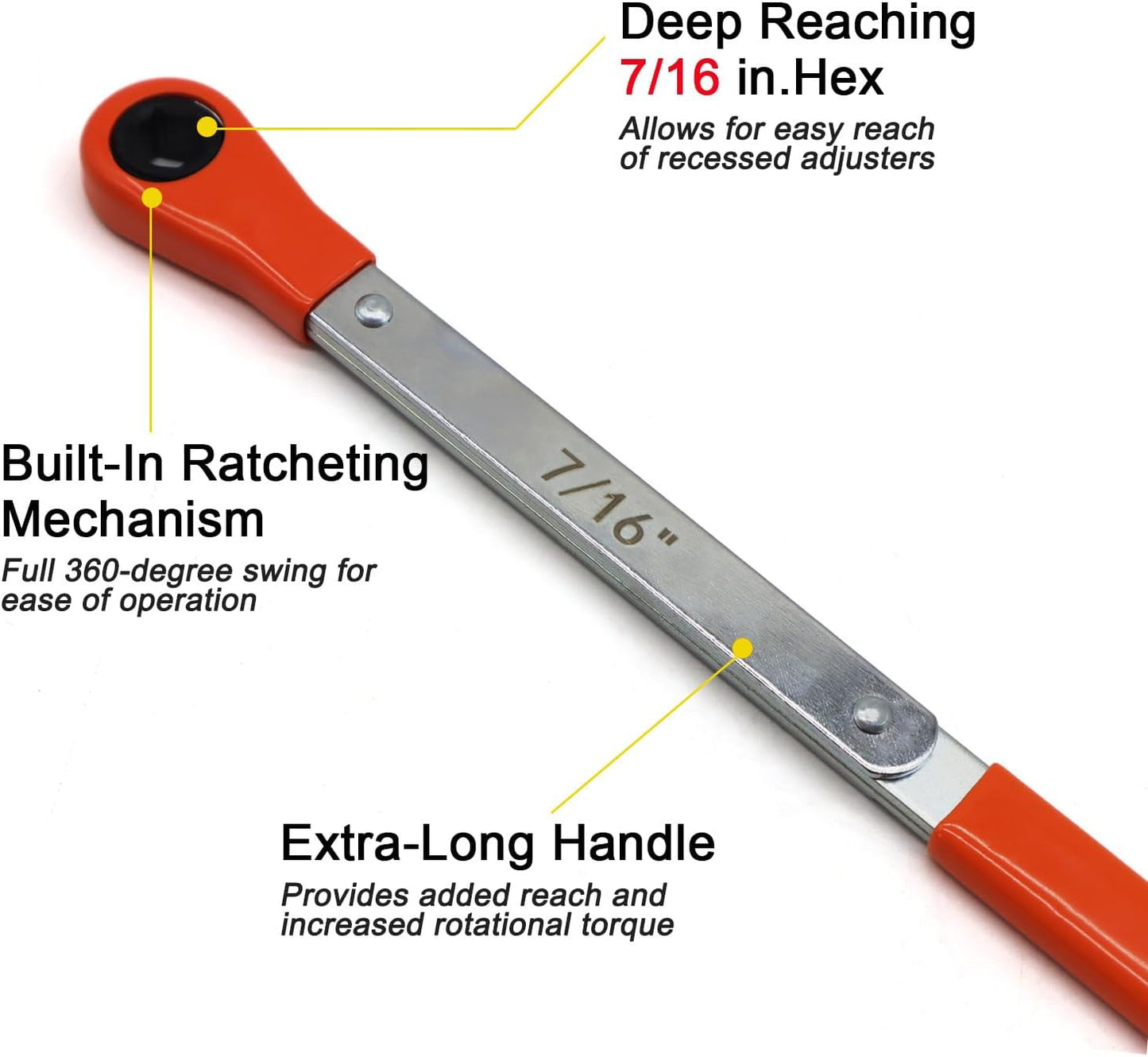 Automatic Slack Adjuster Release Tool and Wrench Fork End Release Tool and Double Square Ratcheting Wrench 5/16" 7/16" 9/16"