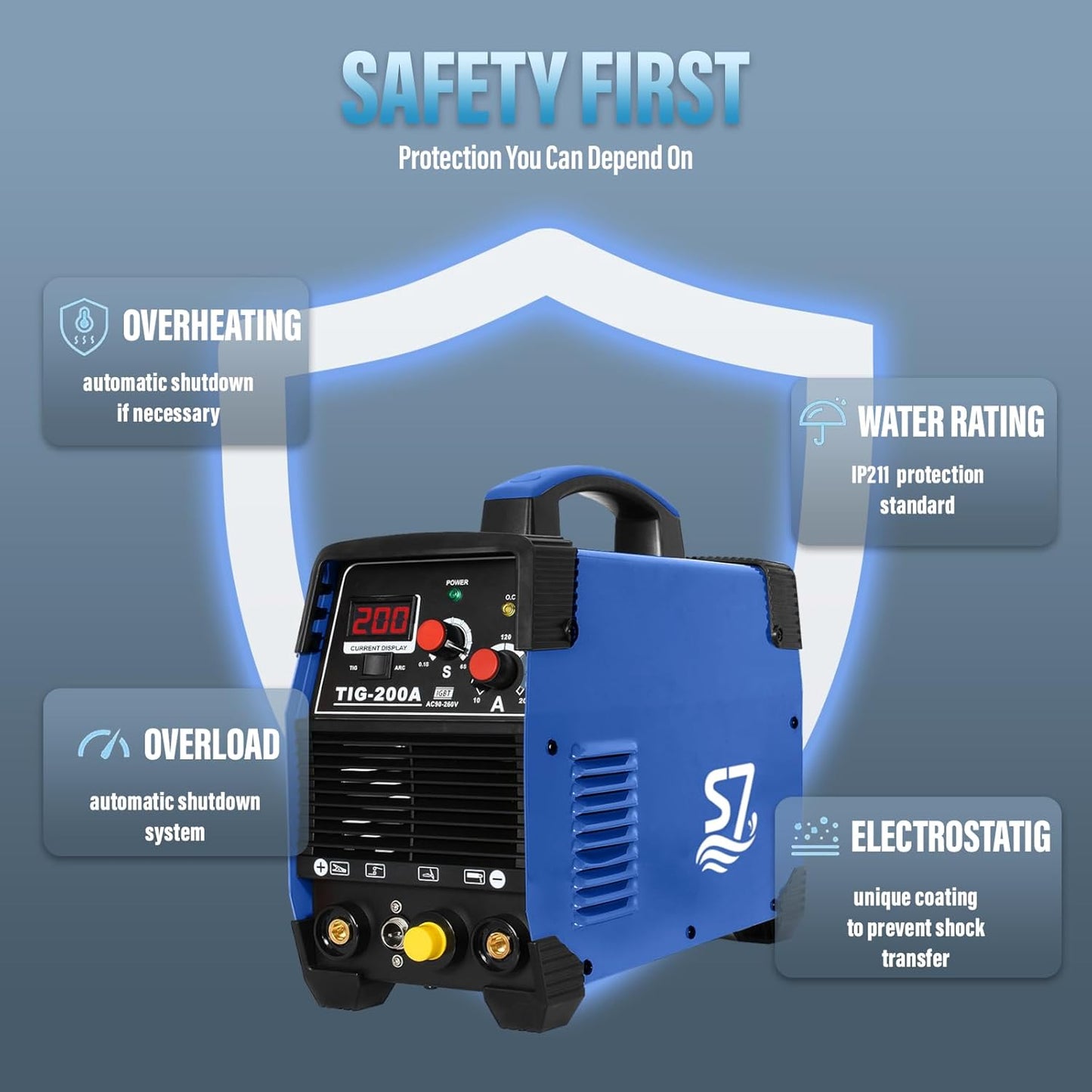 TIG Welder, 200 Amp 3-in-1 Multifunctional Machine - 110V/220V, ARC/DC TIG/Pulse TIG,Use 3/32 Tungsten Welding Rod