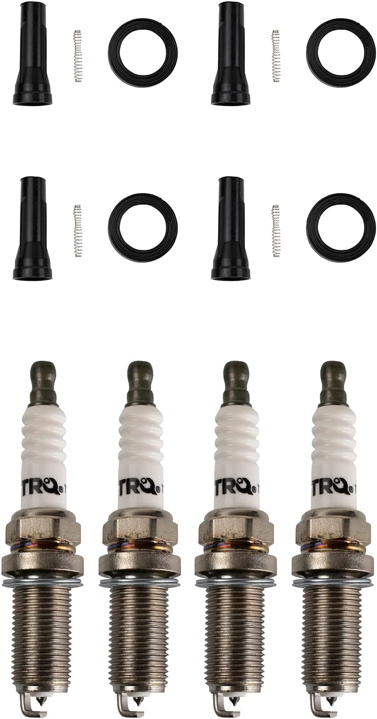 TRQ Ignition Coil Boots & Iridium Spark Plug Kit Set for Lexus Toyota Scion