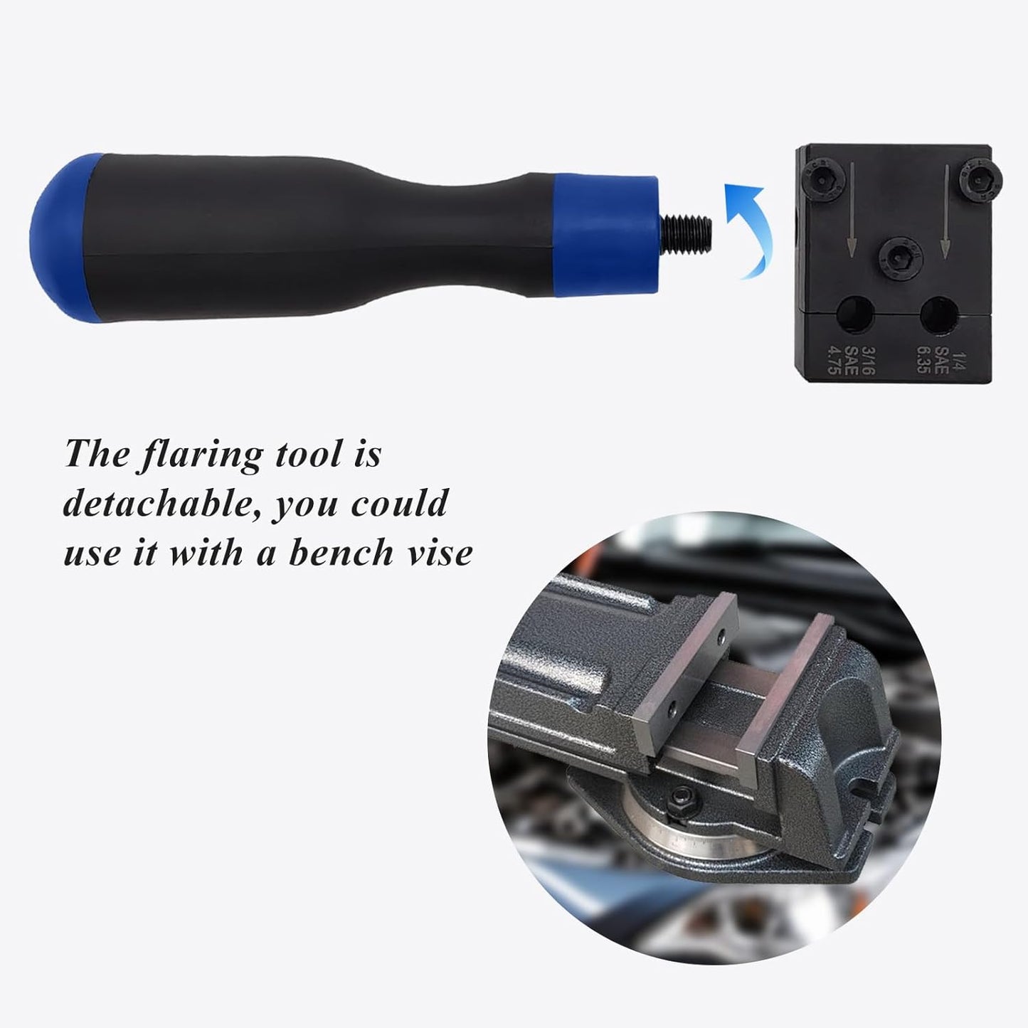 Brake Line Flaring Tool Kit, 3/16 in and 1/4 in Double Flaring Tool, Flare Tool for Vehicle Brake & Hydraulic Lines